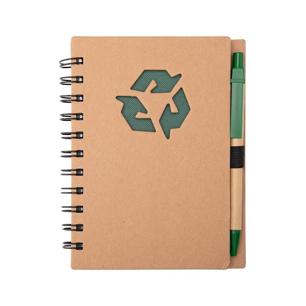 Caderno ecológico com caneta PA2069 na cor Verde, brinde personalizado Sky Brindes
