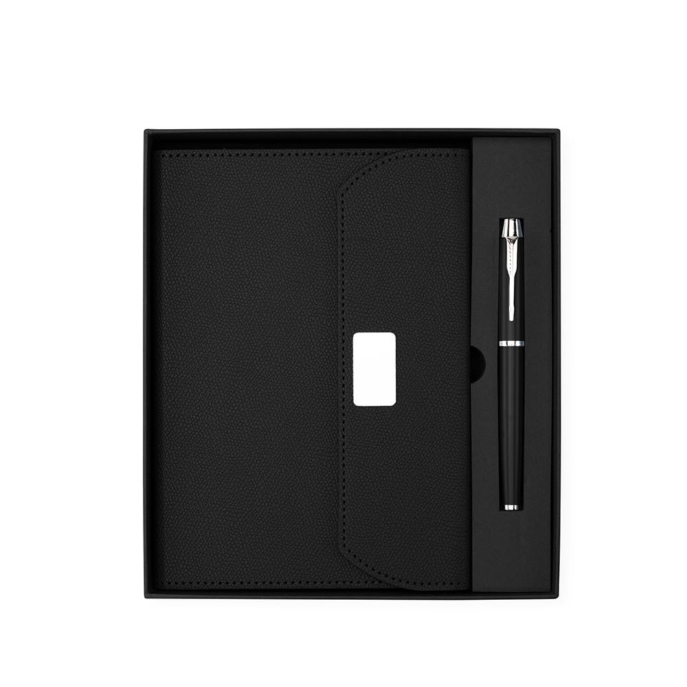 Kit executivo 2 peças PA2073 na cor Preto, brinde personalizado Sky Brindes