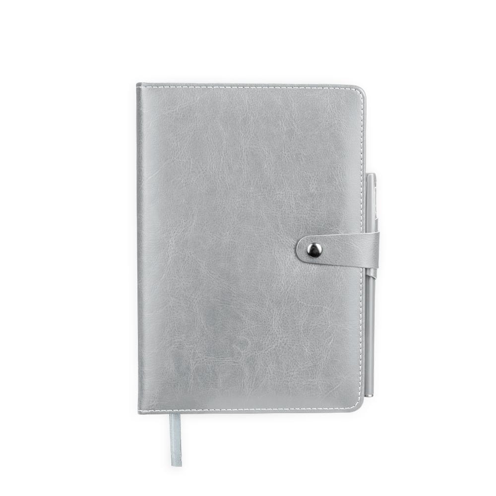 Caderneta couro sintético PA2074 na cor Cinza, brinde personalizado Sky Brindes