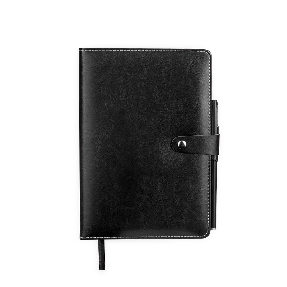 Caderneta couro sintético PA2074 na cor Preto, brinde personalizado Sky Brindes