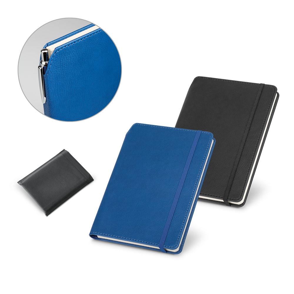Caderno a5 de capa dura em c.sintético com páginas pautadas PA2097 na cor Preto, brinde personalizado Sky Brindes