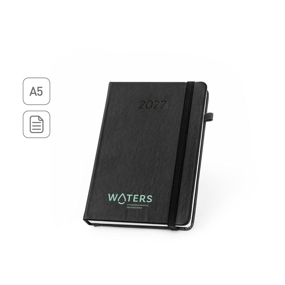 Agenda a5 em pu à base de água PA2099 na cor Preto, brinde personalizado Sky Brindes