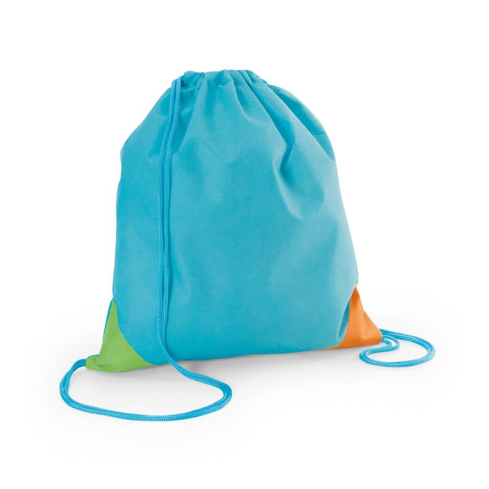 Sacola tipo mochila em non-woven (80 gm²) PA2104 na cor Azul claro, brinde personalizado Sky Brindes