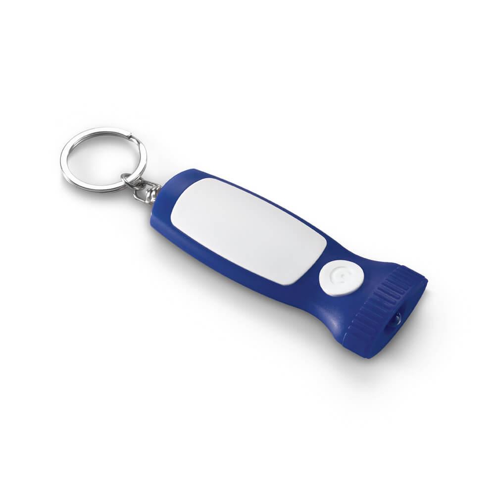 Chaveiro com luz led PA2108 na cor Azul, brinde personalizado Sky Brindes