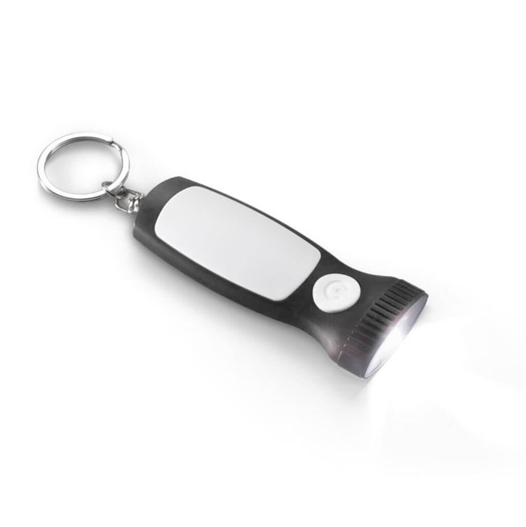 Chaveiro com luz led PA2108 na cor Preto, brinde personalizado Sky Brindes