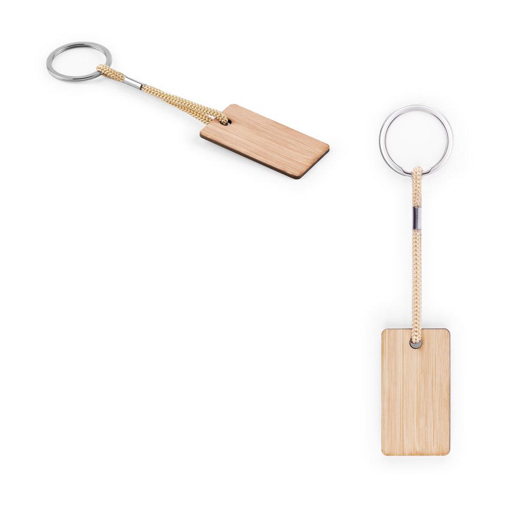 Chaveiro em bambu com cordão em pet PA2118 na cor Natural, brinde personalizado Sky Brindes