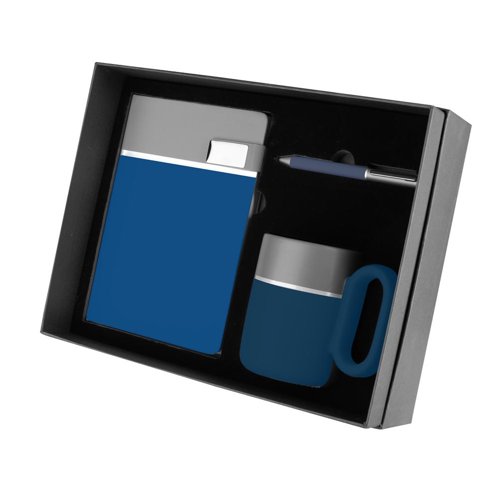 Kit escritório 3 Peças PA2126 na cor Azul, brinde personalizado Sky Brindes