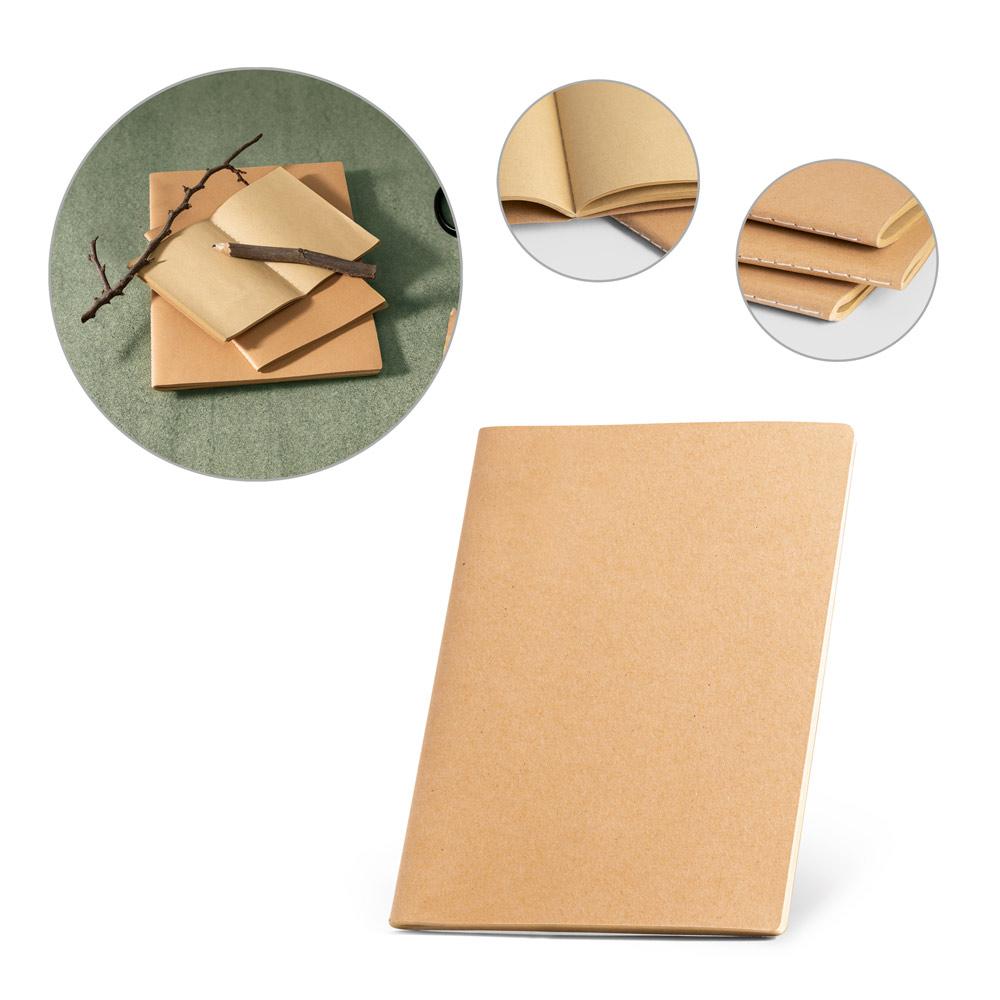 Caderno a4 de capa flexível em cartão (250 gm²) com páginas lisas PA2136 na cor Natural, brinde personalizado Sky Brindes