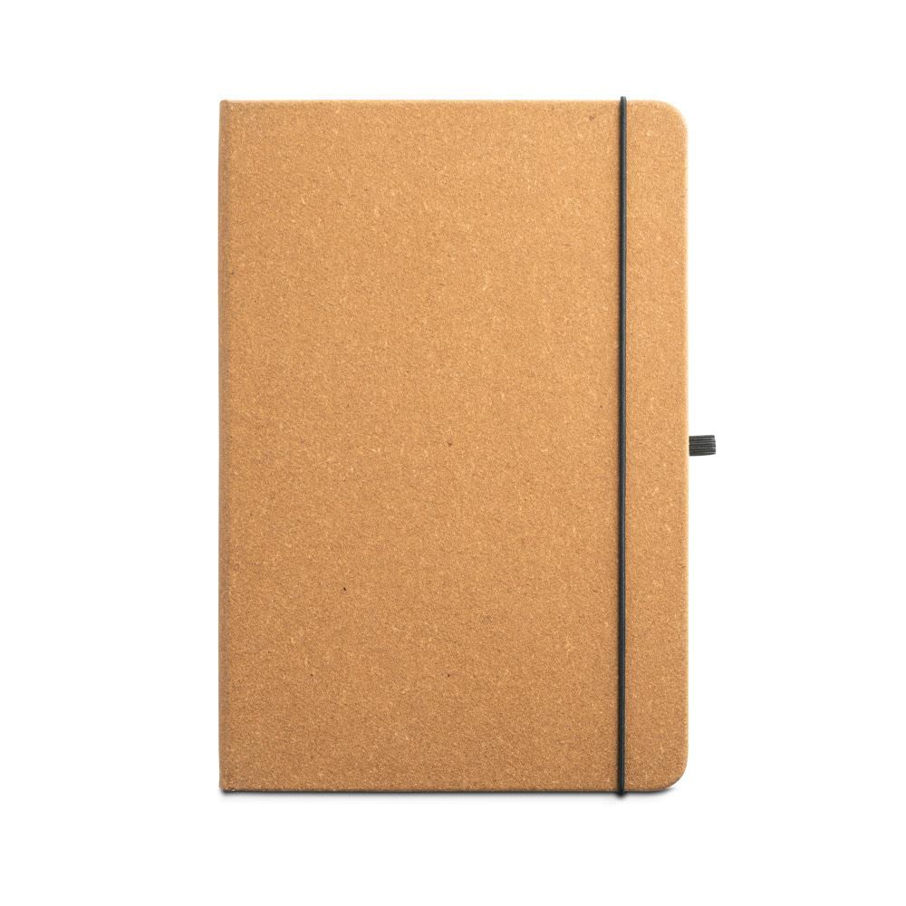 Caderno a5 de capa dura em couro 70% reciclado com páginas pautadas PA2138 na cor Marrom claro, brinde personalizado Sky Brindes