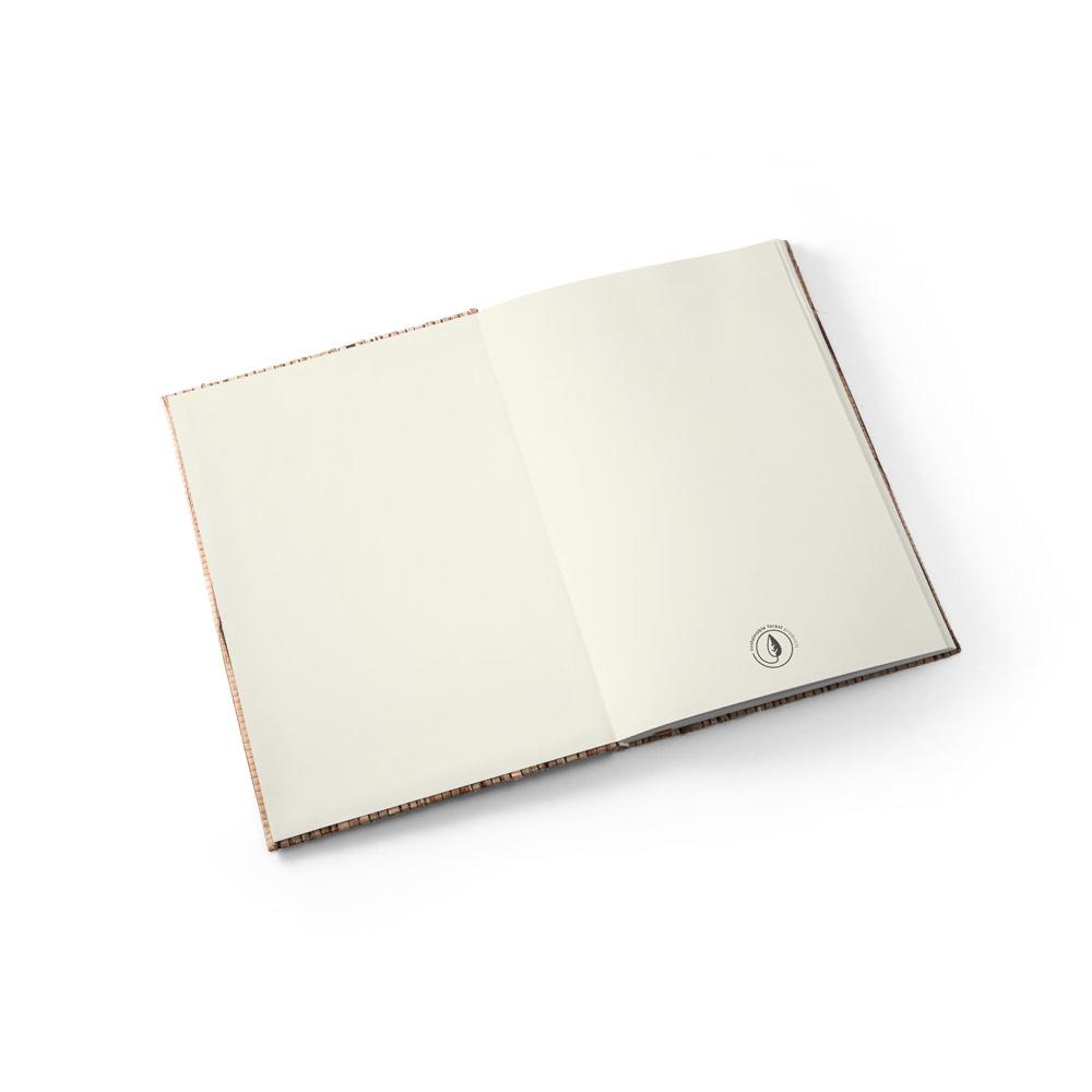 Caderno a5 de capa dura em palha natural com páginas pautadas recicladas PA2140 na cor Natural, brinde personalizado Sky Brindes
