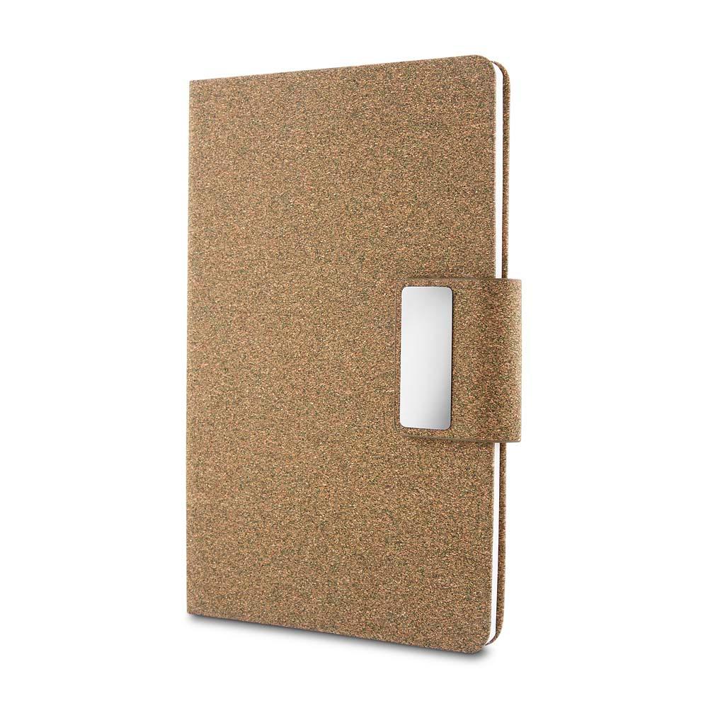 Caderno a5 em pu e fibra de café ou chá PA2169 na cor Bege e bege, brinde personalizado Sky Brindes