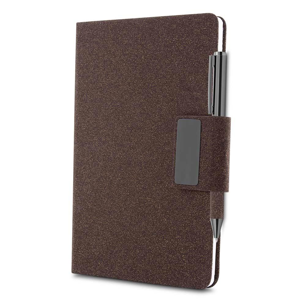 Caderno a5 em pu e fibra de café ou chá PA2169 na cor Café, brinde personalizado Sky Brindes