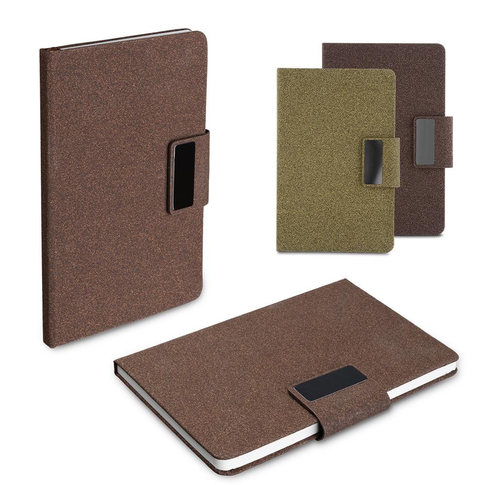 Caderno a5 em pu e fibra de café ou chá PA2169 na cor Café, brinde personalizado Sky Brindes