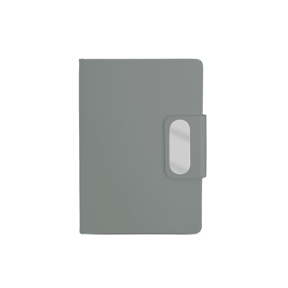 Caderno em pu com placa em metal PA2176 na cor Cinza, brinde personalizado Sky Brindes