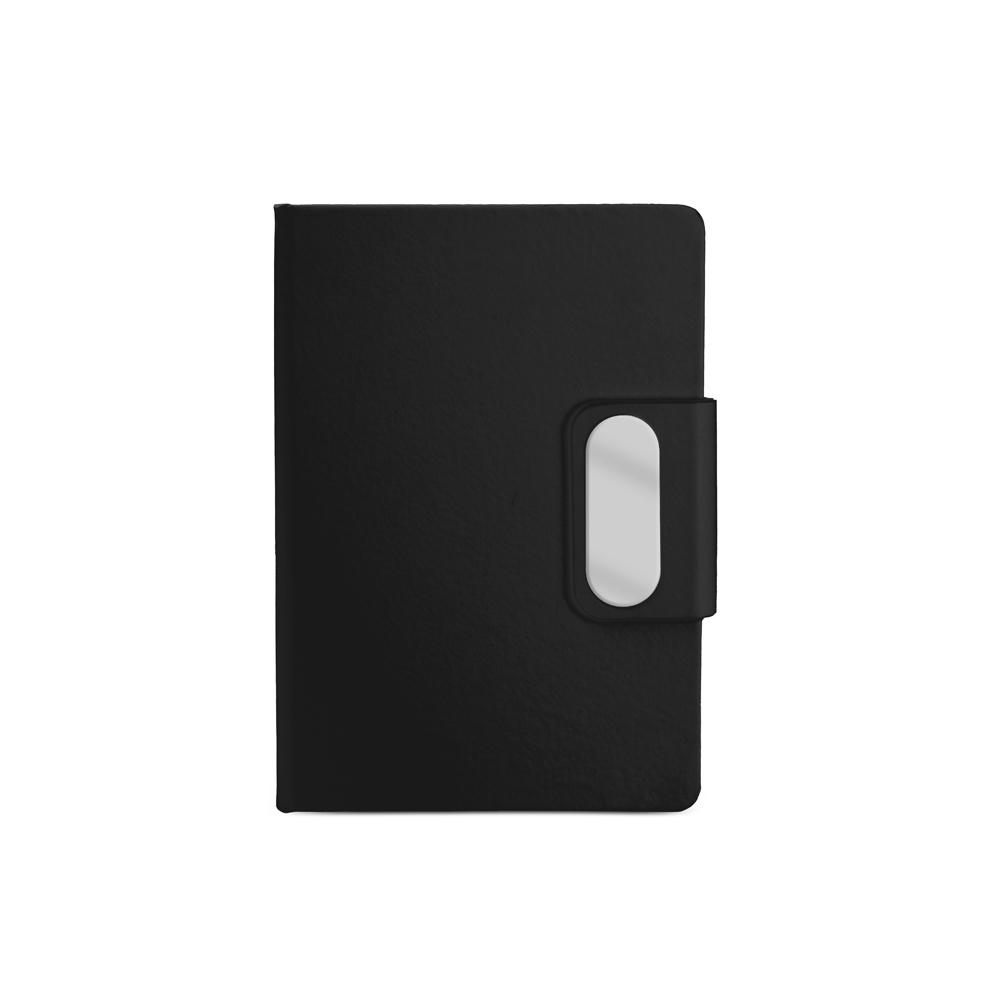 Caderno em pu com placa em metal PA2176 na cor Preto, brinde personalizado Sky Brindes