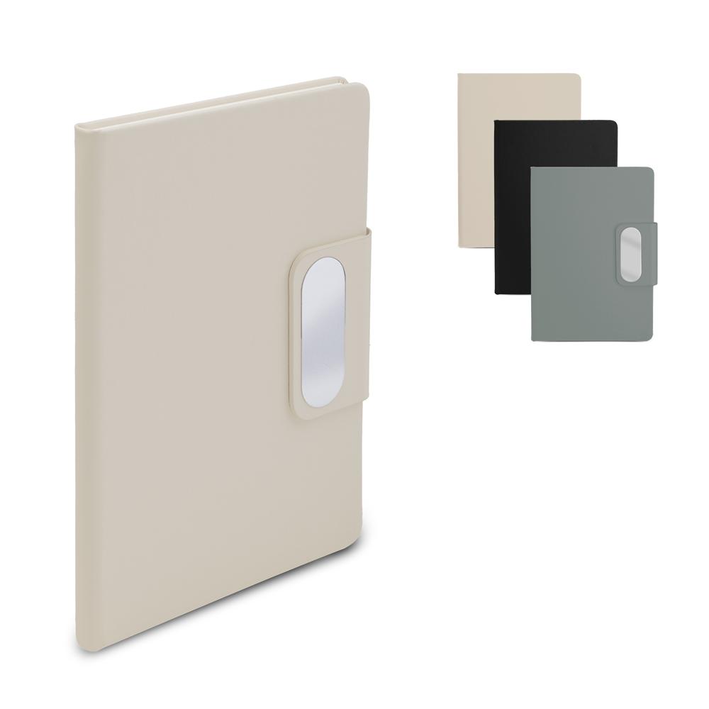 Caderno em pu com placa em metal PA2176 na cor Preto, brinde personalizado Sky Brindes