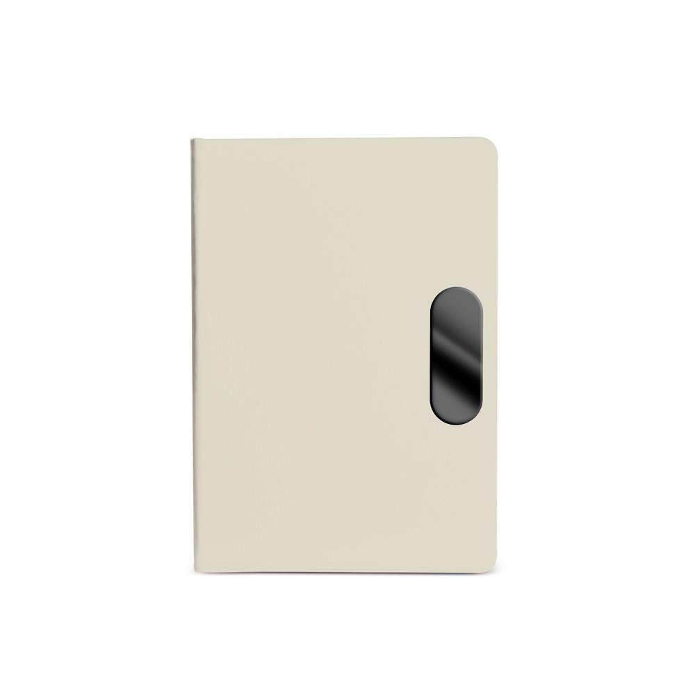 Caderno em pu com placa em metal PA2177 na cor Bege, brinde personalizado Sky Brindes