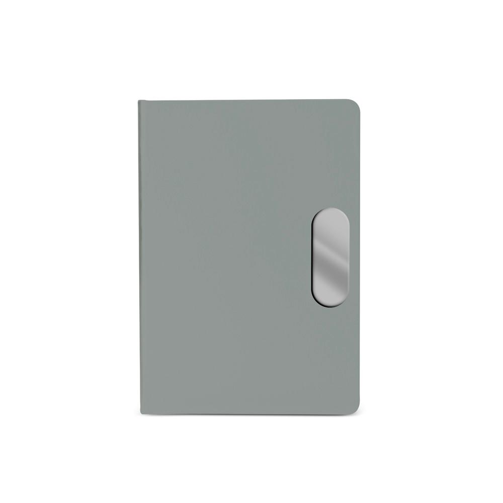Caderno em pu com placa em metal PA2177 na cor Cinza, brinde personalizado Sky Brindes