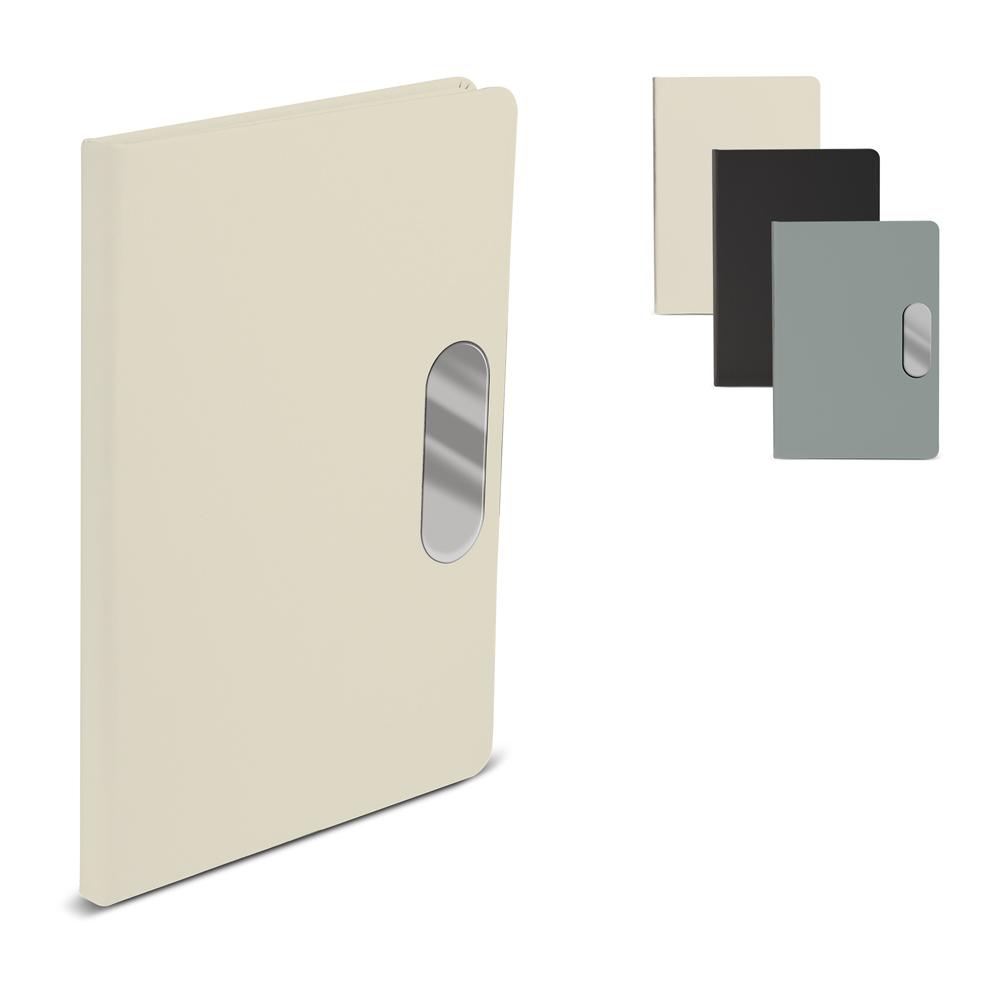 Caderno em pu com placa em metal PA2177 na cor Preto, brinde personalizado Sky Brindes