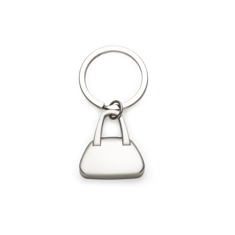 Chaveiro metal formato bolsa PA2212 na cor Prata, brinde personalizado Sky Brindes