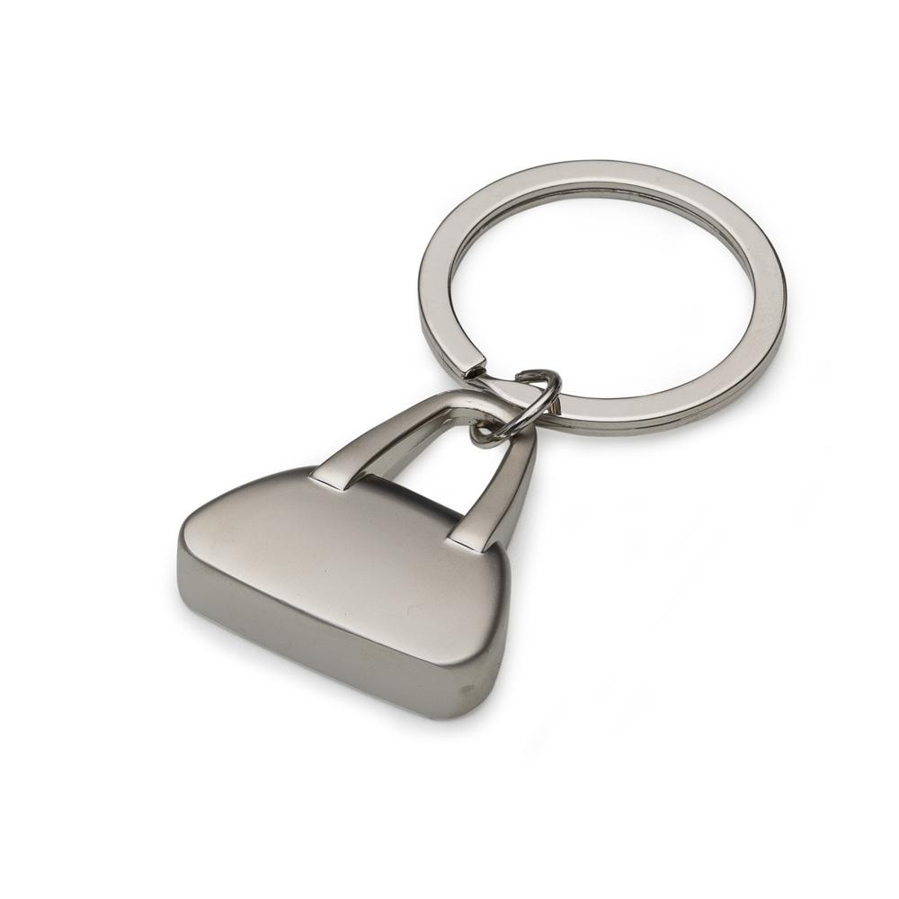 Chaveiro metal formato bolsa PA2212 na cor Prata, brinde personalizado Sky Brindes