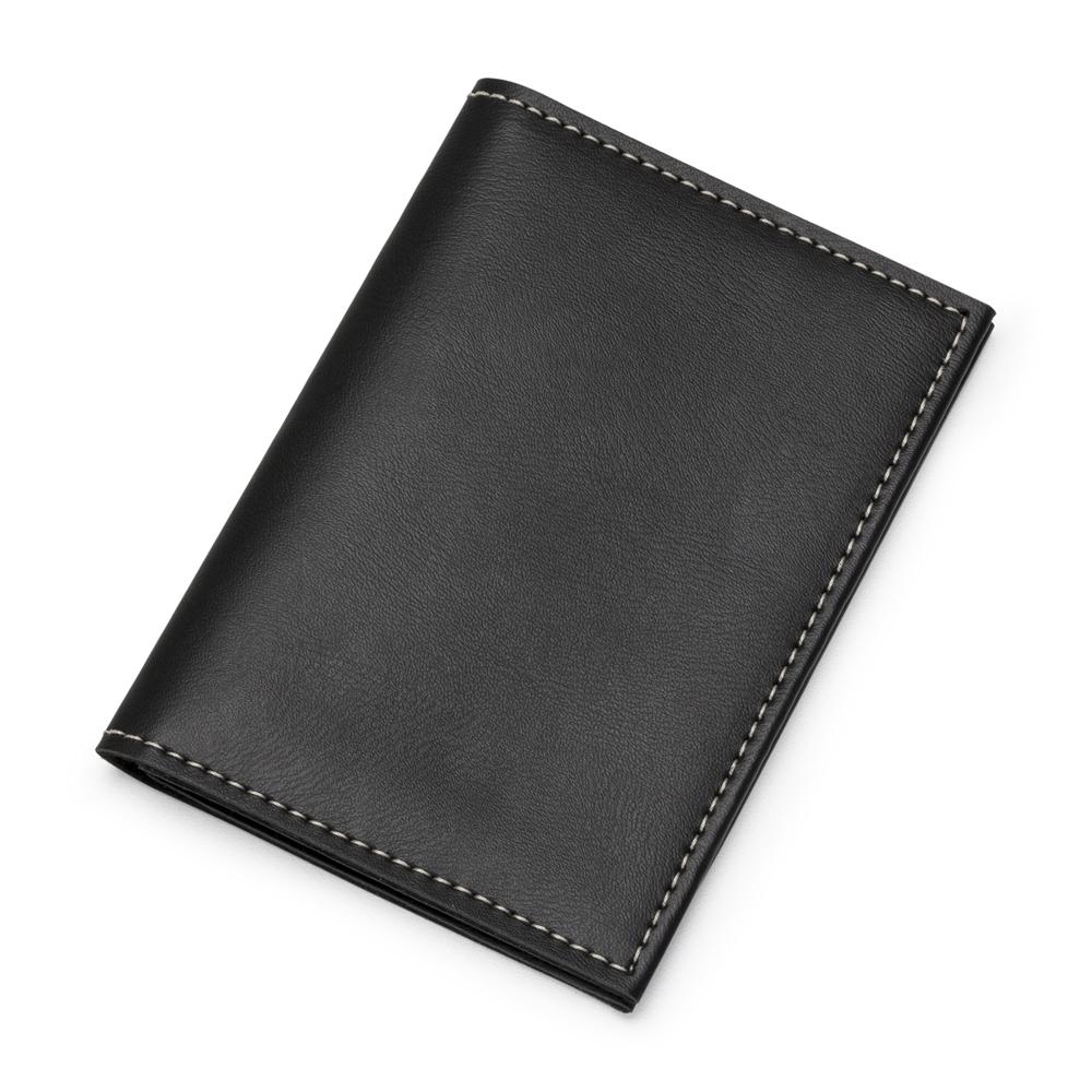 Porta documento de couro sintetico PA2217 na cor Preto, brinde personalizado Sky Brindes