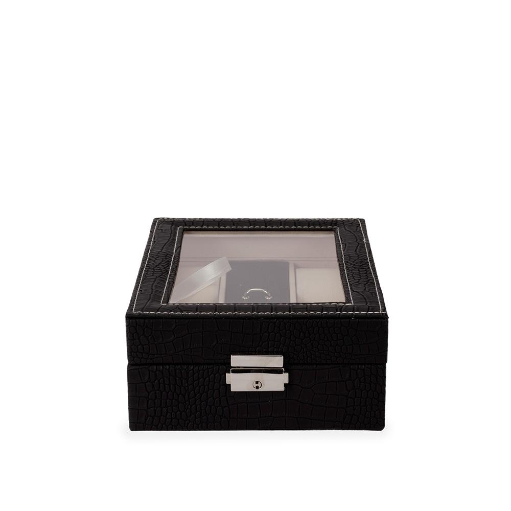 Porta relogio p 4 pçs couro sintetico PA2219 na cor Preto, brinde personalizado Sky Brindes
