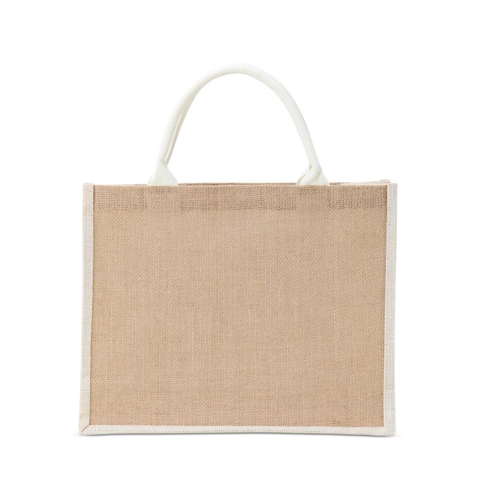 Sacola de juta pequena PA2232 na cor Branco, brinde personalizado Sky Brindes