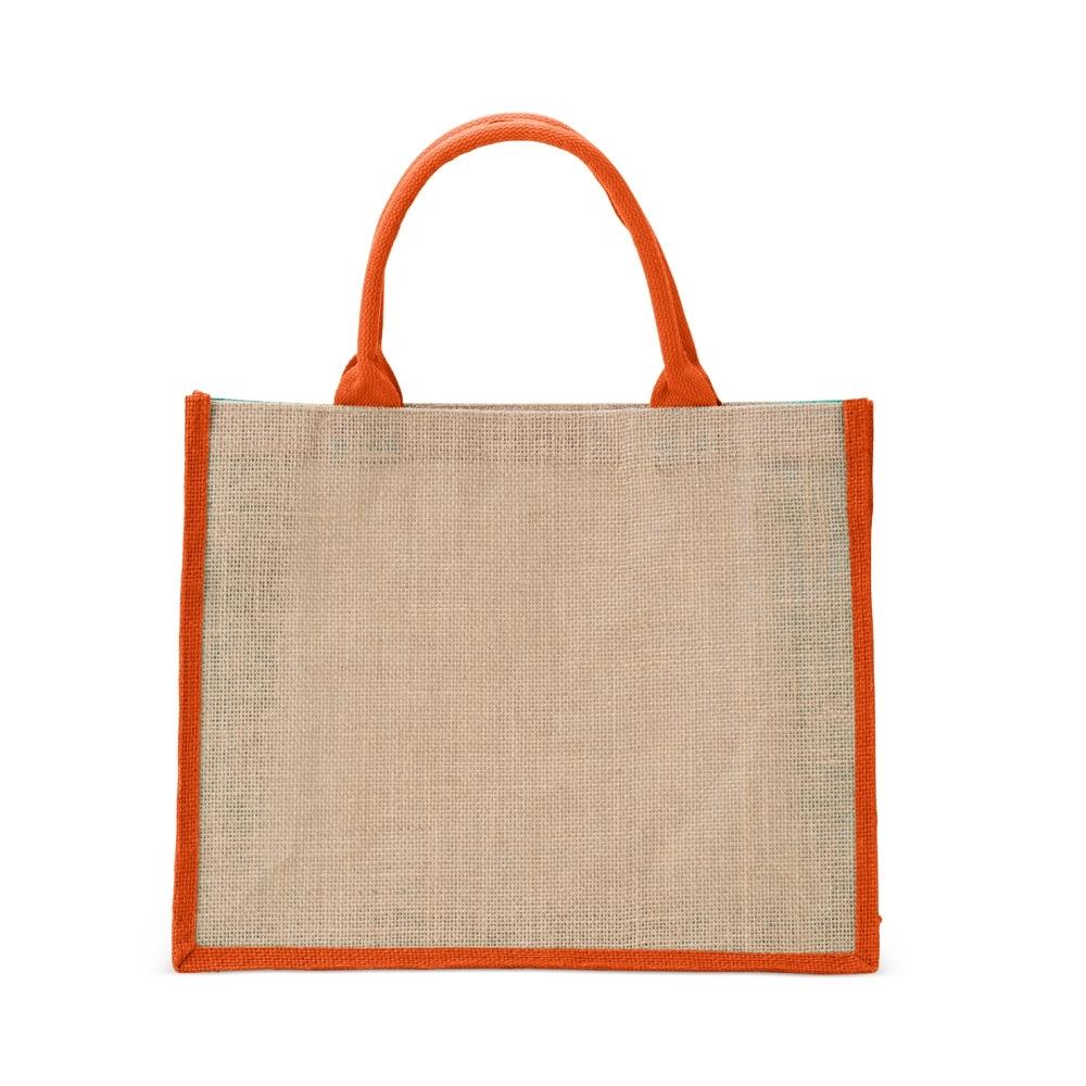 Sacola de juta pequena PA2232 na cor Laranja, brinde personalizado Sky Brindes