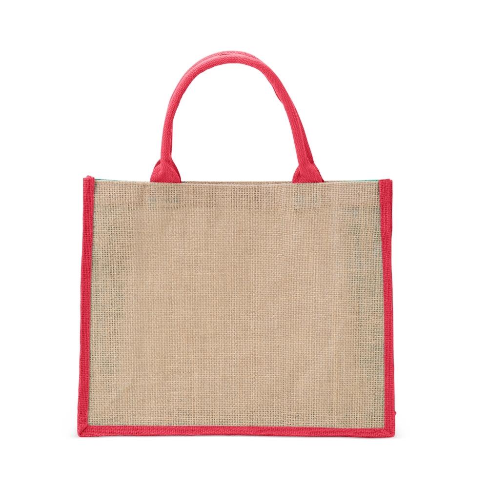 Sacola de juta pequena PA2232 na cor Vermelho e inox, brinde personalizado Sky Brindes