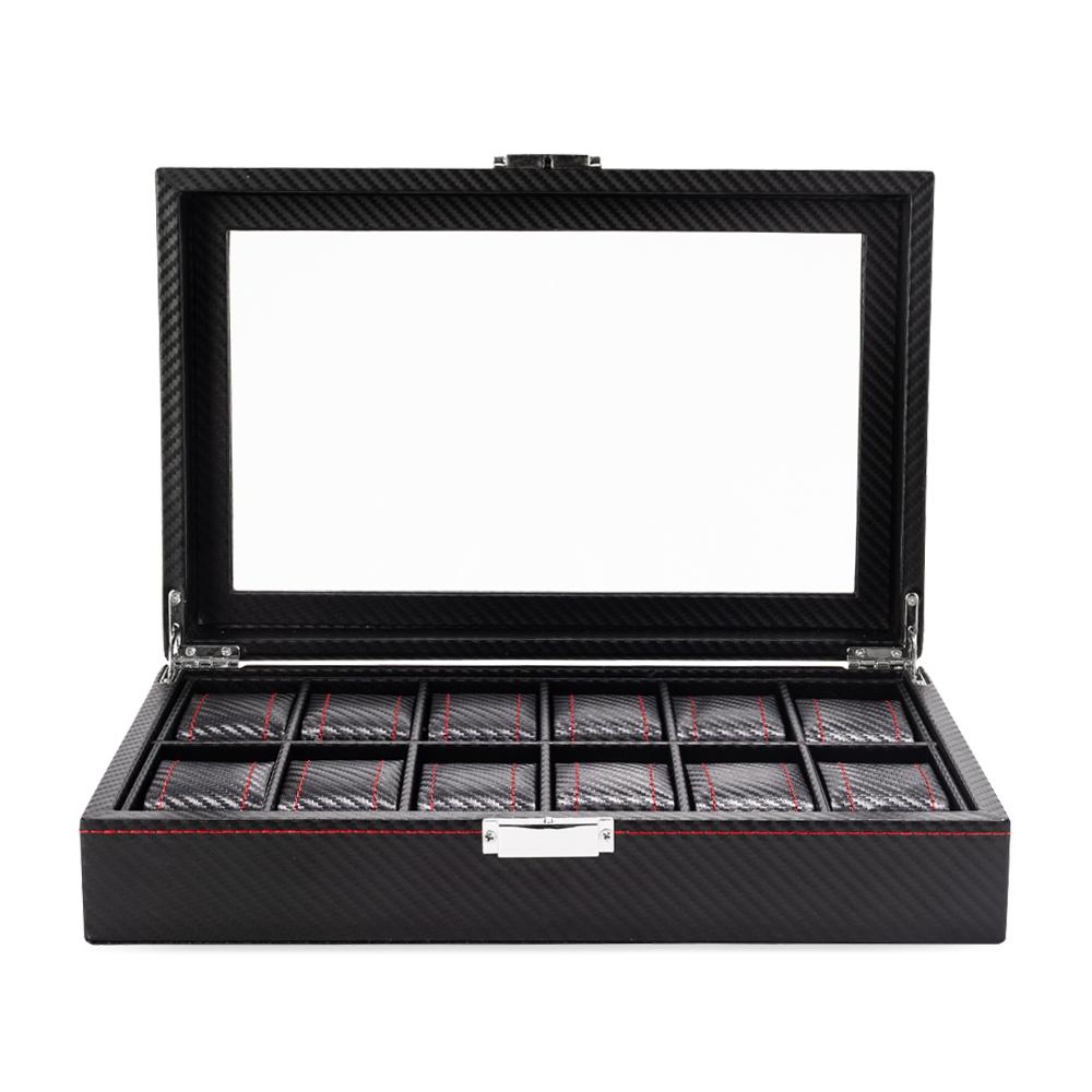 Porta-relógios com 12 divisórias PA2233 na cor Preto, brinde personalizado Sky Brindes