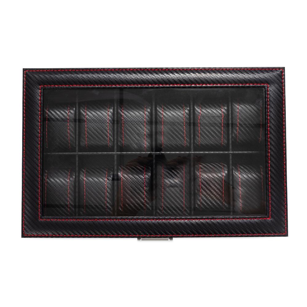 Porta-relógios com 12 divisórias PA2233 na cor Preto, brinde personalizado Sky Brindes