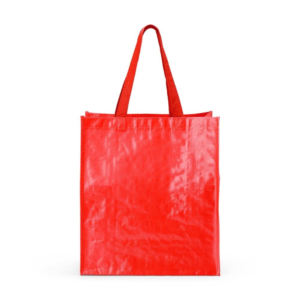 Sacola plástica PA2237 na cor Vermelho e inox, brinde personalizado Sky Brindes