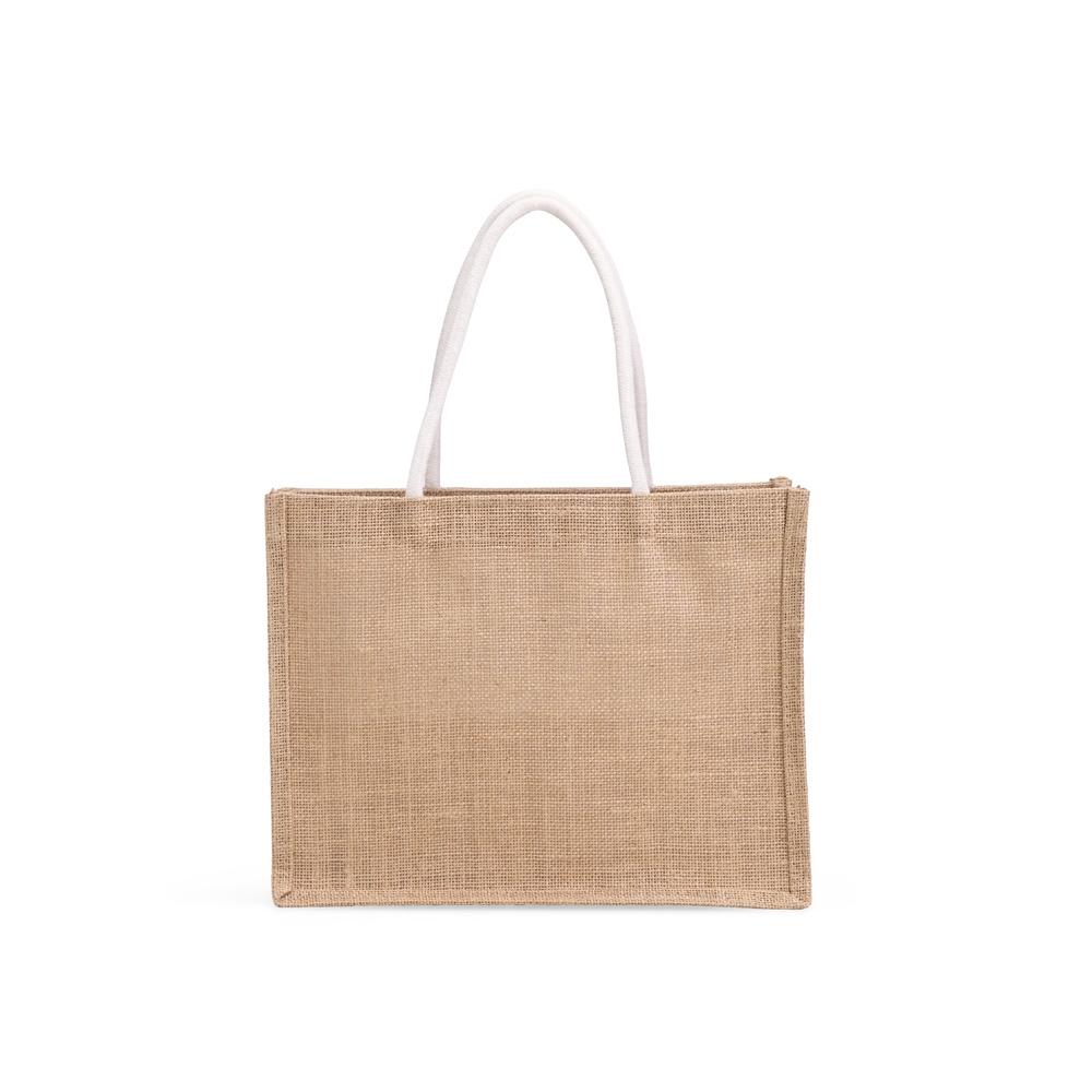 Sacola de juta PA2238 na cor Branco e branco, brinde personalizado Sky Brindes