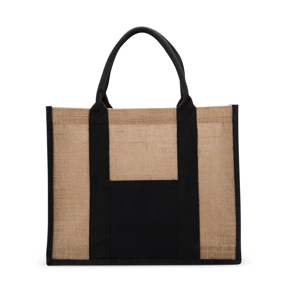Sacola de linho PA2239 na cor Preto, brinde personalizado Sky Brindes