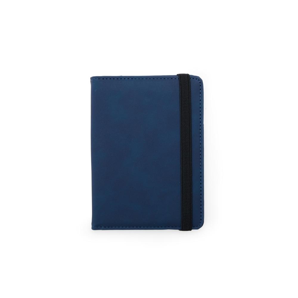 Porta passaporte em couro sintético PA2243 na cor Azul escuro, brinde personalizado Sky Brindes