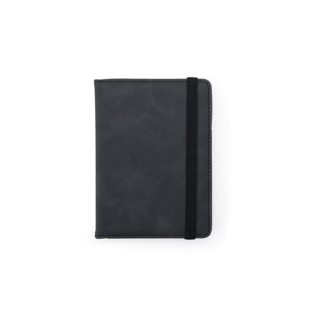 Porta passaporte em couro sintético PA2243 na cor Preto, brinde personalizado Sky Brindes