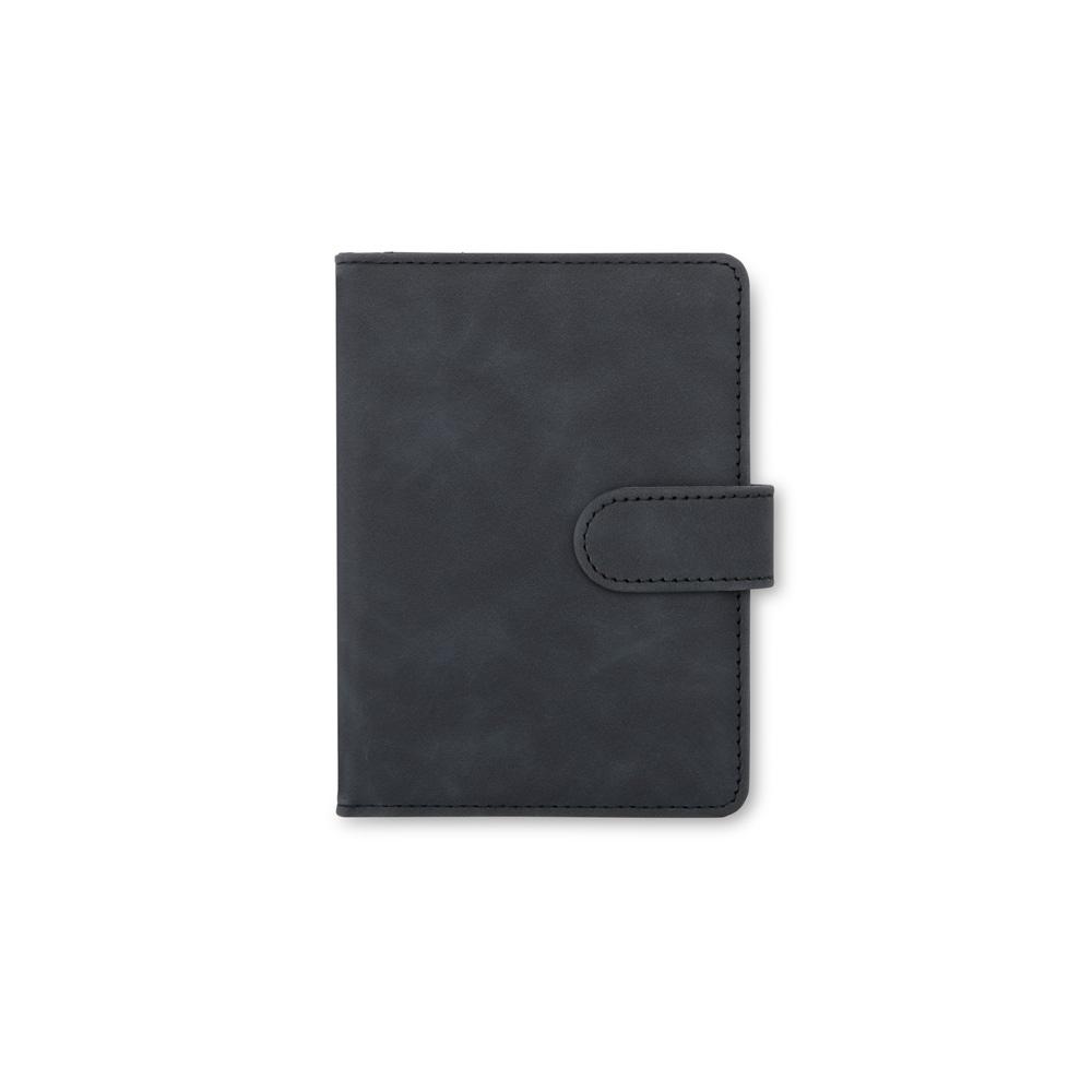 Porta passaporte em couro sintético PA2244 na cor Preto, brinde personalizado Sky Brindes