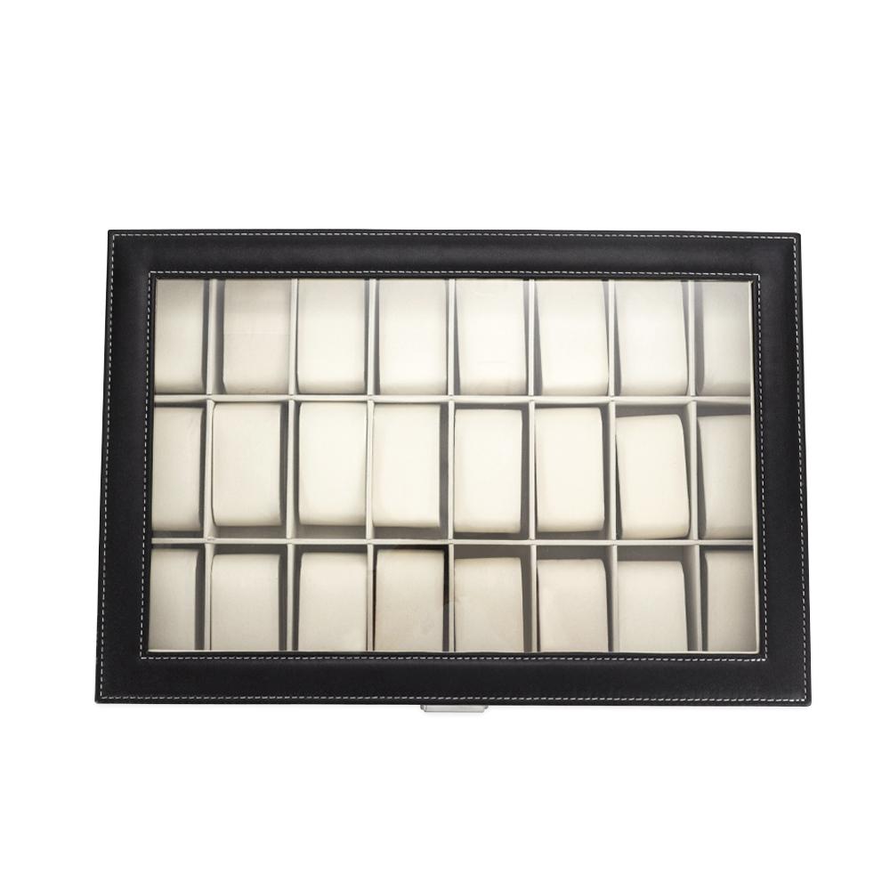 Porta-relógios com 24 divisórias PA2248 na cor Preto, brinde personalizado Sky Brindes