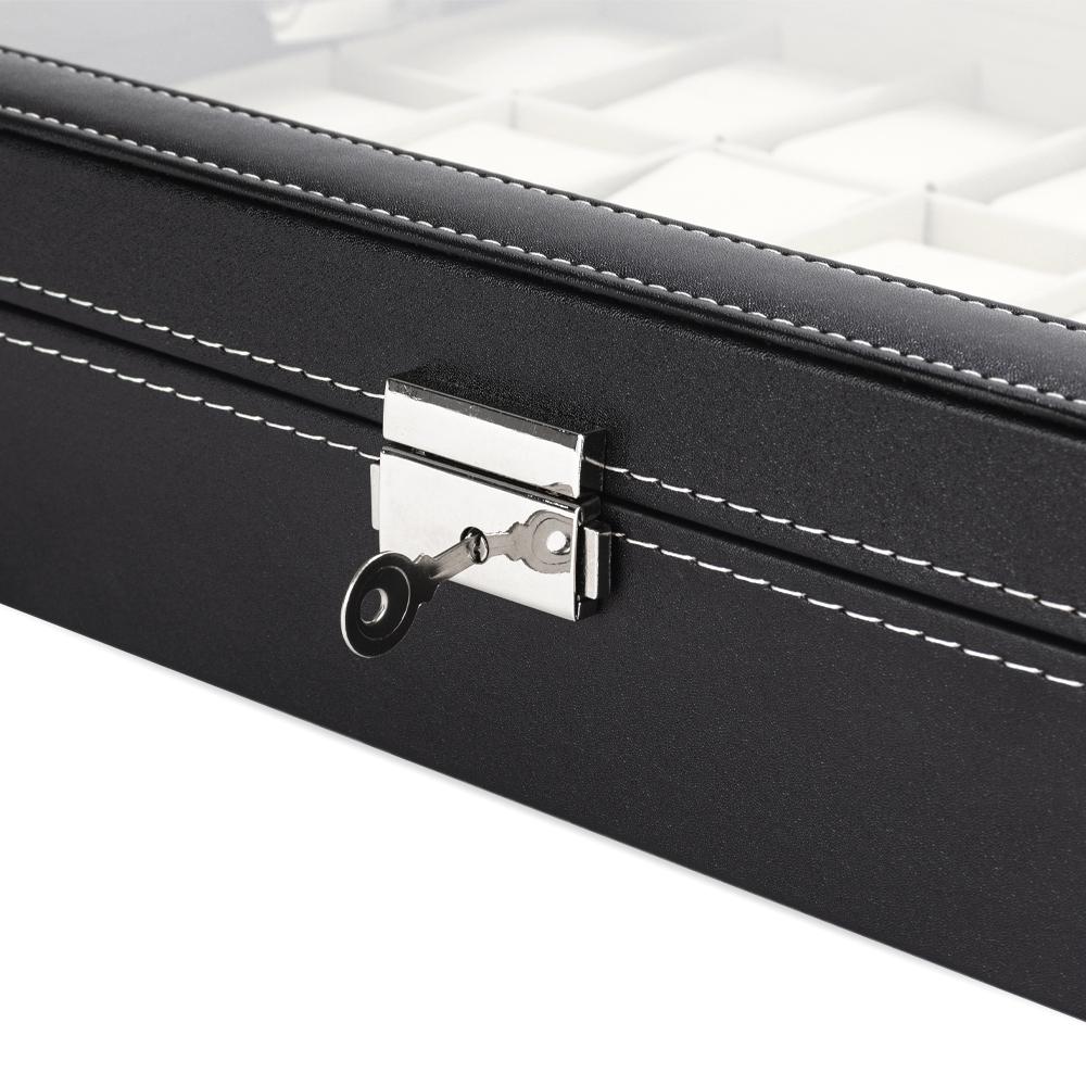 Porta-relógios com 24 divisórias PA2248 na cor Preto, brinde personalizado Sky Brindes