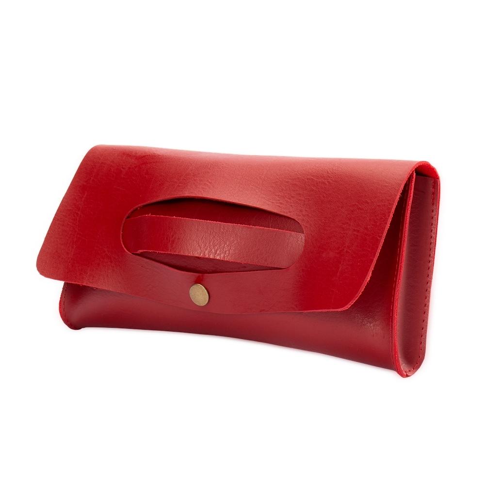 Carteira de mão couro sintético PA2252 na cor Vermelho e inox, brinde personalizado Sky Brindes