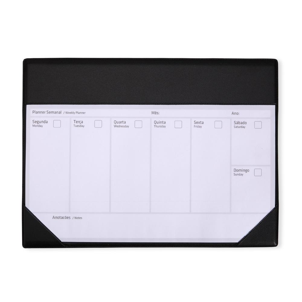 Planner semanal de mesa PA2258 na cor Preto, brinde personalizado Sky Brindes