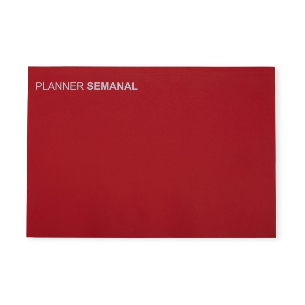 Planner semanal PA2259 na cor Vermelho e inox, brinde personalizado Sky Brindes