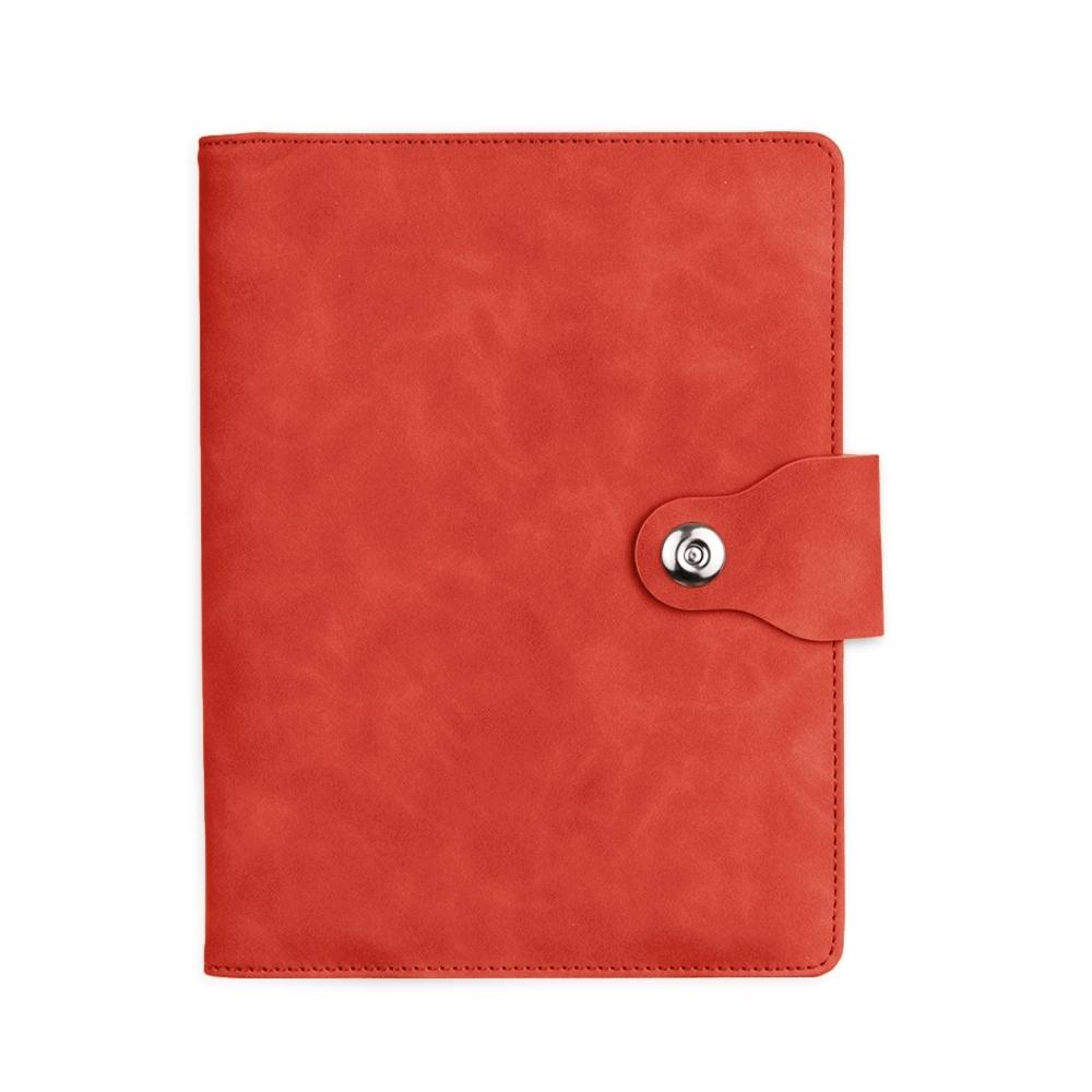 Caderno fichário pu PA2269 na cor Vermelho e inox, brinde personalizado Sky Brindes