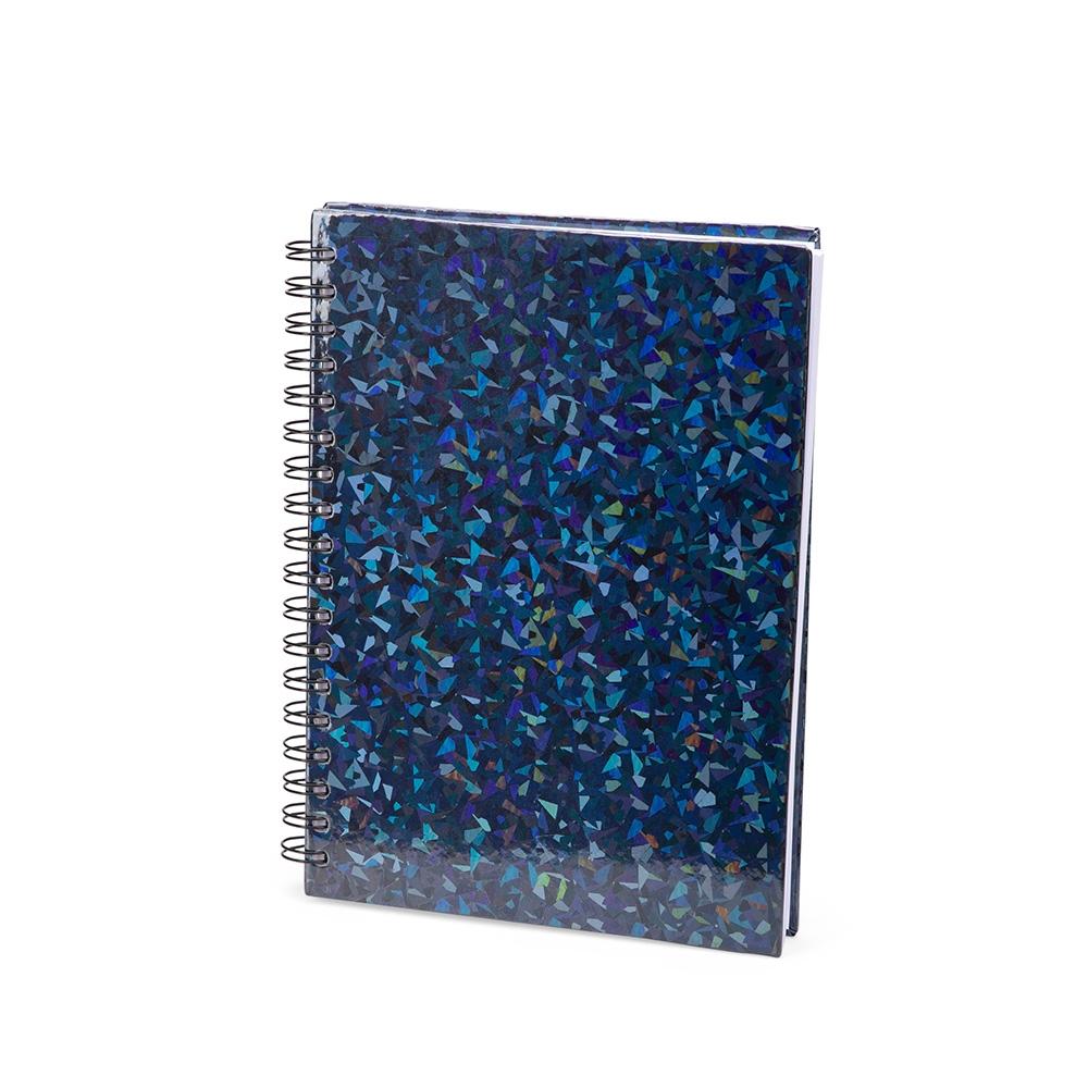 Caderno holográfico com pauta PA2275 na cor Preto, brinde personalizado Sky Brindes