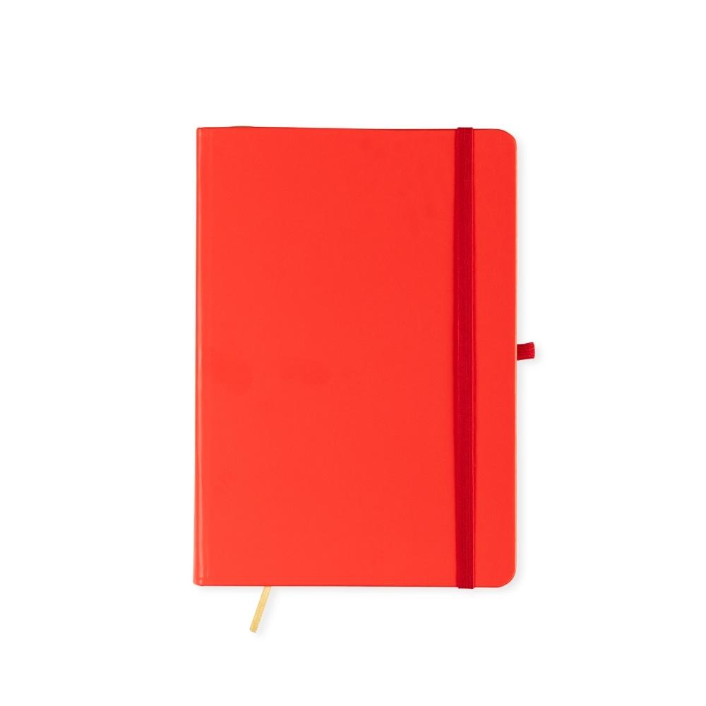 Caderneta fosca sem pauta PA2277 na cor Vermelho e inox, brinde personalizado Sky Brindes