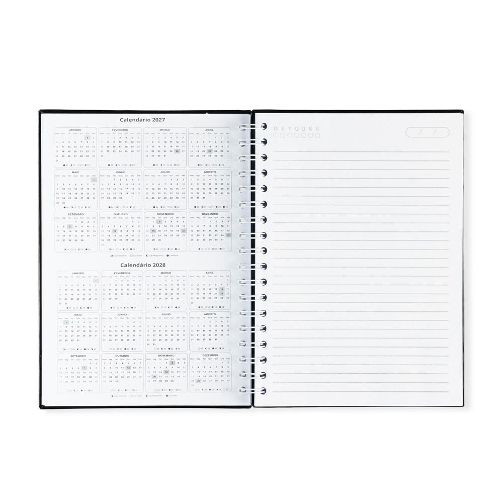 Caderno laminado com pauta PA2278 na cor Preto, brinde personalizado Sky Brindes