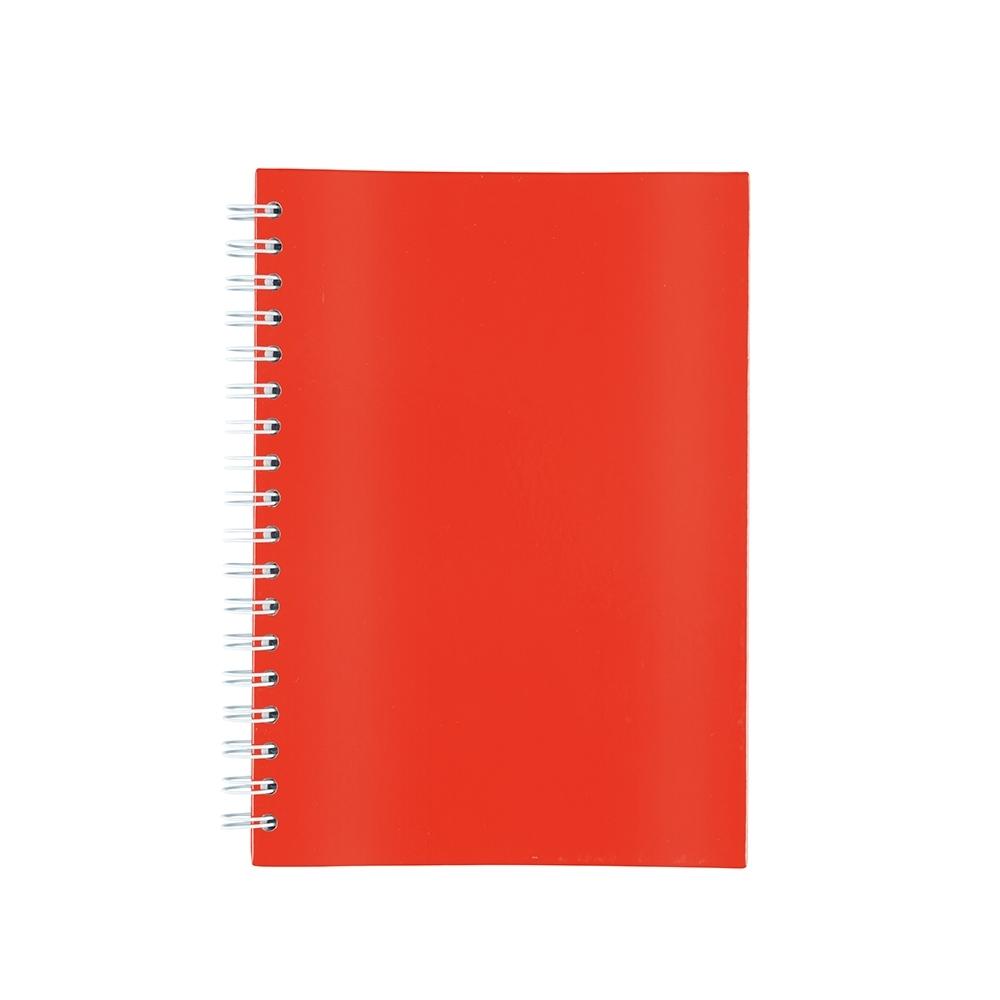 Caderno laminado com pauta PA2278 na cor Vermelho e inox, brinde personalizado Sky Brindes
