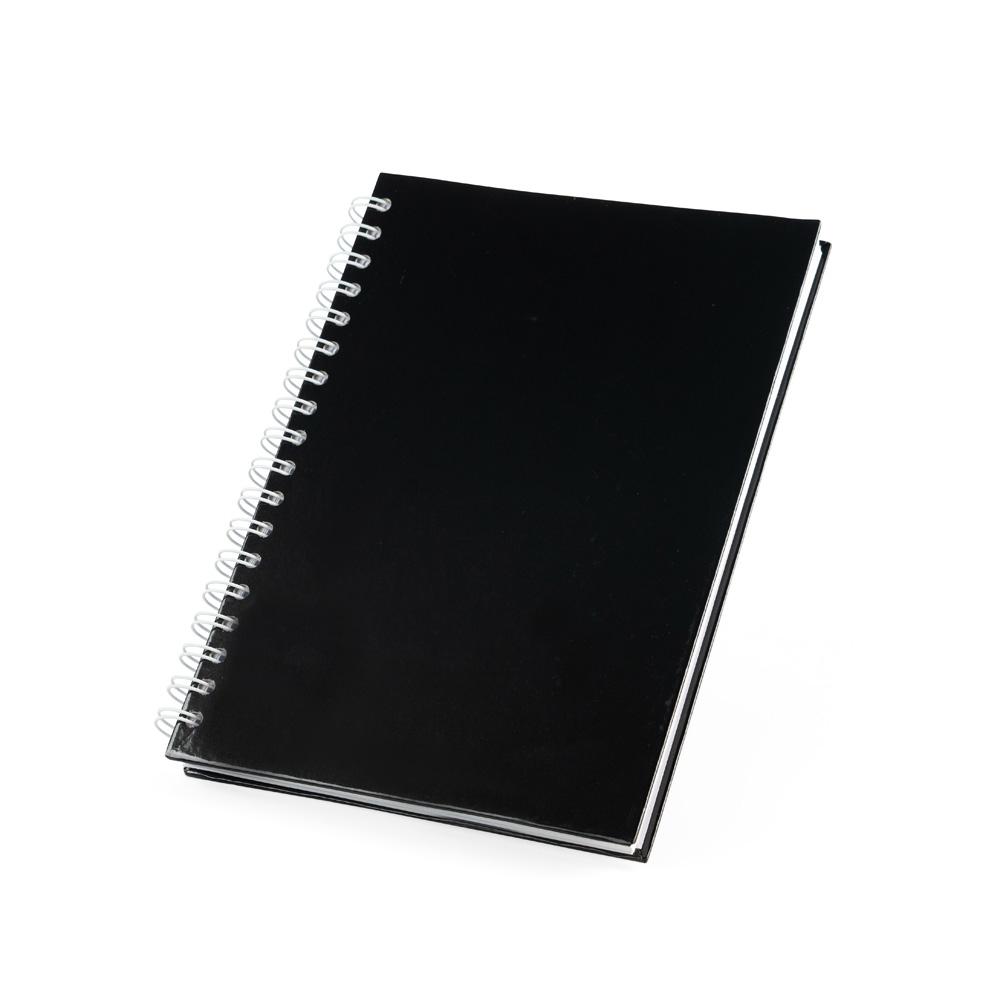 Caderno laminado com pauta PA2278 na cor Preto, brinde personalizado Sky Brindes