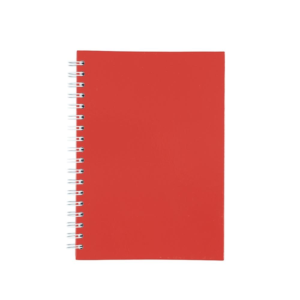 Caderno capa fosca com pauta PA2279 na cor Vermelho e inox, brinde personalizado Sky Brindes